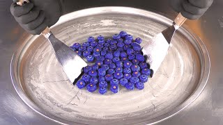 ASMR  Blueberry Ice Cream Rolls  how to make satisfying fried Ice Cream with tapping and eating 4k [upl. by Aivon]