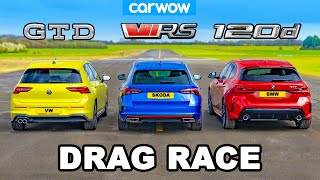 VW Golf GTD v BMW 120d v Skoda Octavia vRS DRAG RACE [upl. by Fullerton]