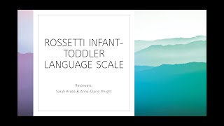 Standardized Assessment Information Rossetti InfantToddler Language Scale [upl. by Epner]