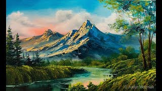 Landscape Painting 101 The Easiest Painting  Paintings By Justin [upl. by Sokram48]