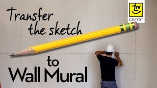 How to Transfer Sketch to Wall Mural  Making the grid for a mural easily [upl. by Arykat619]