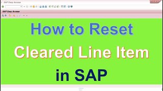 How to Reset Cleared Items in SAP [upl. by Fotzsyzrk]