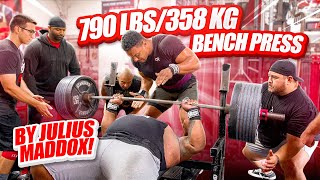 790 LBS358 KG BENCH PRESS BY 468 LBS JULIUS MADDOX [upl. by Otreblaug]