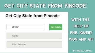 Get City State from Pincode [upl. by Gherlein871]