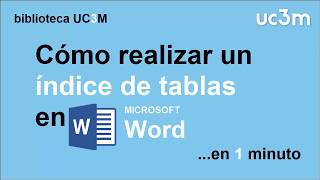 Cómo hacer un índice automático de tablas en Word [upl. by Reinhardt]