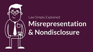 Misrepresentation and Nondisclosure  Contracts  Defenses amp Excuses [upl. by Lunette]