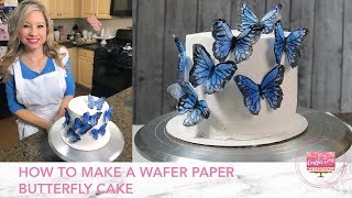 How to Make a Wafer Paper Butterfly Cake [upl. by Ahsikal464]