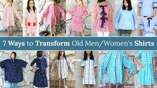 DIY  7 WAYS TO TRANSFORM OLD MENWOMENS SHIRTS  Refashion [upl. by Shawn426]