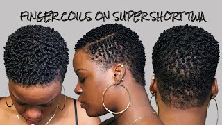 Finger Coils On Super Short 4C TWA Tutorial [upl. by Hatnamas]