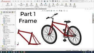 Solidworks Tutorial  How to Make a Bicycle Design Part 1  Frame [upl. by Nylloh]