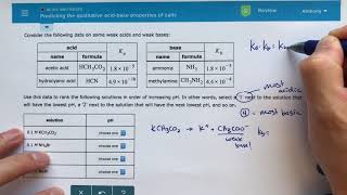 ALEKS  Predicting the Qualitative AcidBase Properties of Salt [upl. by Grimonia]