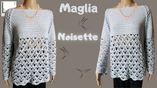 TUTORIAL maglia alluncinetto quotNOISETTEquot [upl. by Neerom]