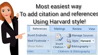 How to add citation and references using Harvard referencing style in Microsoft Word selfeducate [upl. by Bruner320]