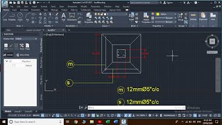 Isolated footing foundation plan with reinforcement detail in AutoCad [upl. by Knuth]