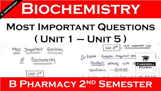 biochemistry most important questions  b pharm 2nd semester  Carewell Pharma [upl. by Crysta]