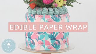 New Technique Edible Paper Cake Wrap with Piped Border  Georgias Cakes [upl. by Reube106]