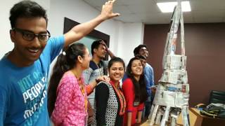 Best team building activity newspaper tower building by Engineering students [upl. by Tnarg165]