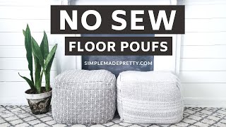 No Sew Floor Poufs  No Sew Pouf DIY Floor Pillows No Sew [upl. by Atiuqrahs]