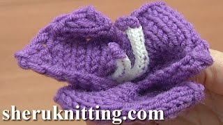 Knitting Flowers Tutorial 11 Knit Three Petal Flower With Stamens [upl. by Swirsky942]