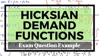 Derivation of Hicksian Demand Function from Utility Function [upl. by Nayab]