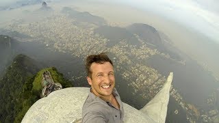 See how Lee Thompson climbed to the top of Christ the Redeemer in Rio to take a selfie [upl. by Notlaw106]