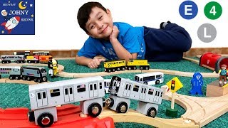 Johny Unboxes New MTA Subway Trains Toy With MTA Wooden Tracks [upl. by Erleena575]