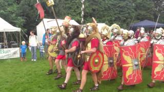 Roman Reenactment at the Amphitheatre in Caerleon Marching In [upl. by Atrahc561]