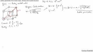 Lattice parameter from molar mass and density  BCC structure [upl. by Nilyak]