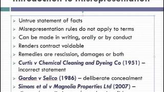 Misrepresentation Lecture 1 of 4 [upl. by Nallid]