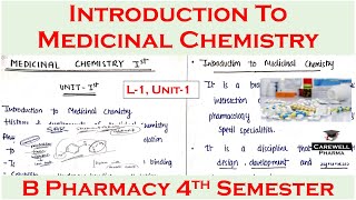 Introduction to medicinal chemistry  L1 Unit1  Medicinal Chemistry 1  b pharmacy 4th sem [upl. by Merari]