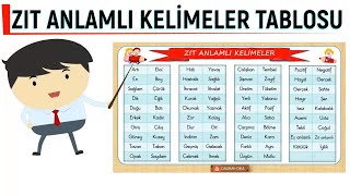 Zıt Anlamlı Kelimeler Tablosu [upl. by Annekcm]