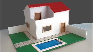 Como hacer una CASA de CARTON con PISCINA y JARDIN [upl. by Khano]