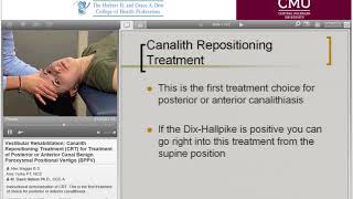 Vestibular Rehabilitation Canalith Repositioning Treatment BPPV [upl. by Lilly]