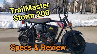 TrailMaster Storm 200 Mini Bike  Specs and Review [upl. by Lekkim]