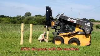 Fastest Skidsteer Fence Post Hammer Driver [upl. by Neirb]