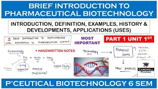 Brief Introduction to Biotechnology with reference to Pharmaceutical Science  L1 U1  PB 6 Sem [upl. by Aisyram]